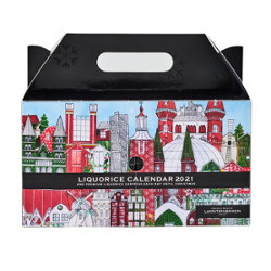 Lakritskalender från lakritsfabriken med julmotiv