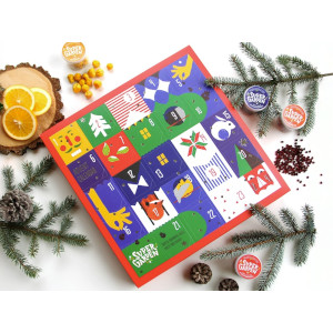 Adventskalender med frystorkade bär och frukt