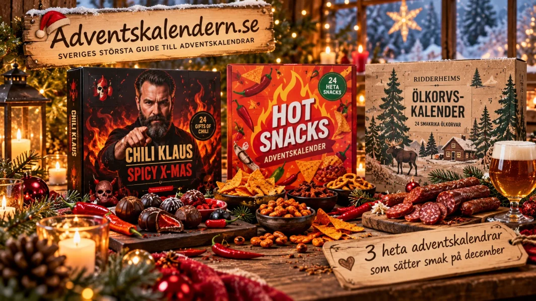 Heta adventskalendrar 2026 – chili, snacks och ölkorv