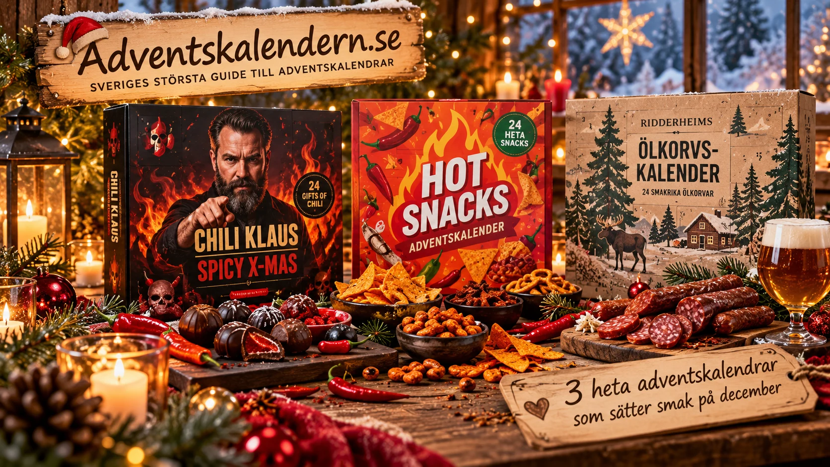 Heta adventskalendrar 2026 – chili, snacks och ölkorv