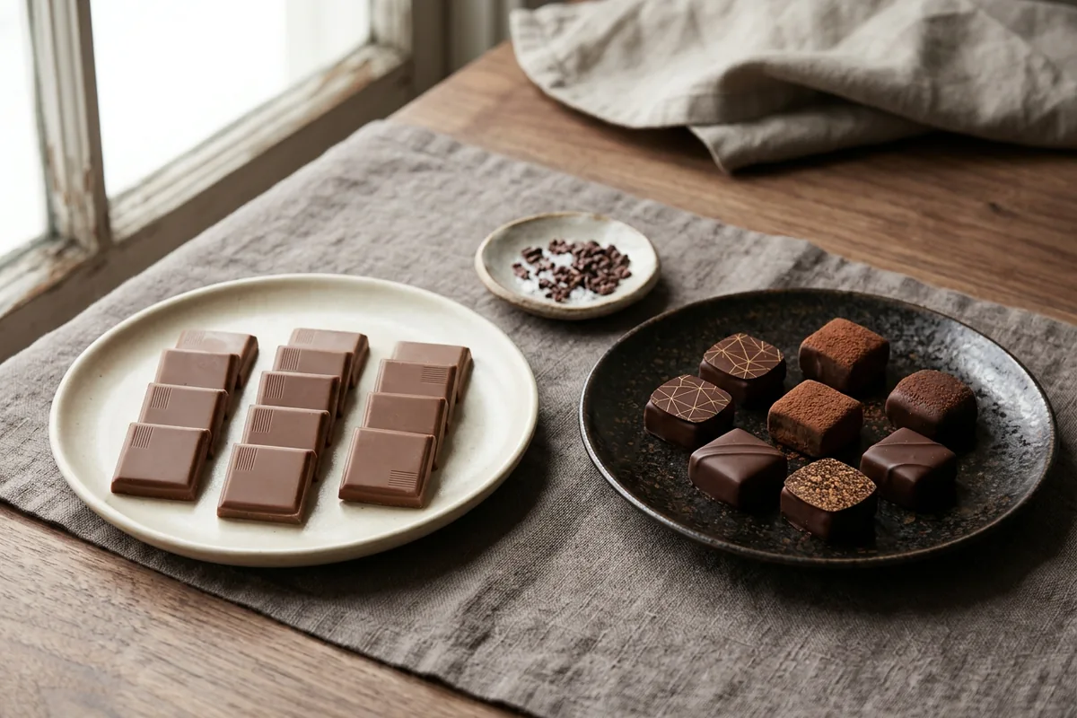 Enkla chokladbitar och praliner