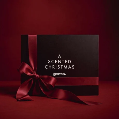 Gents parfymkalender 2026 med svart presentbox och vinrött band