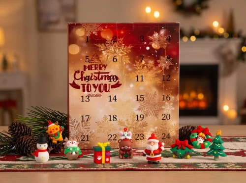 Adventskalender med juldekorationer