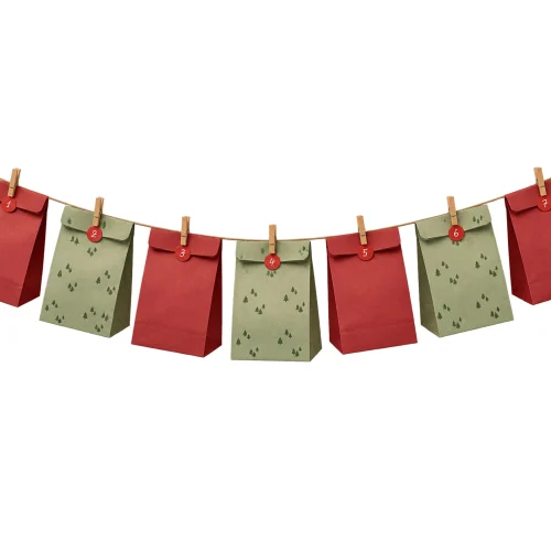Adventskalender med Påsar Röd/Grön - 24-pack