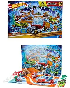 Hot Wheels adventskalender 2026 – 10 bilar och vintertillbehör
