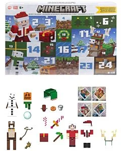 Minecraft Julkalender med 3 figurer, klistermärken och tillbehör
