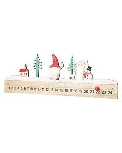 Julkalender i trä med snögubbe - 40 cm